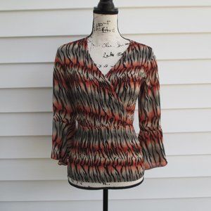 Jaipur Animal Print Size Medium Top with Handkerchief Sleeves